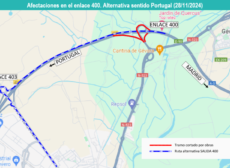 Obras rehabilitacin firme conlleva cortes de trfico en A5 en Badajoz desde este jueves